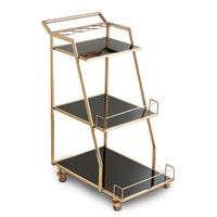 Nouveau chariot de bar à 4 roues en métal pour servir du vin et de la bière Chariot et chariot de service de nourriture antique en or de luxe au design unique à vendre