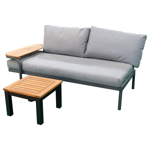Ensemble de canapé d'extérieur gris minimaliste moderne avec cadre en acacia et table d'appoint pour patio, jardin, maison ou centre de villégiature - Product Image 5