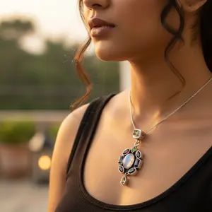 จี้เงินแท้ 925 ประดับพลอย ชุบโรเดียม สร้อยคอผู้หญิง ลายดอกไม้/ผีเสื้อ สีโรสโกลด์ ของขวัญเครื่องประดับ - Product Image 1