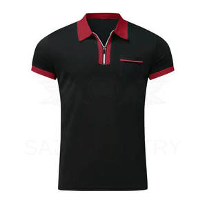 Polo bordado de algodón para hombre, camisa de manga corta con cuello de cremallera, talla grande - Product Image 3