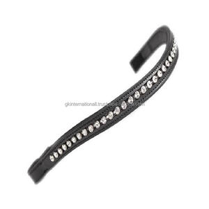 Banda para la frente de cuero de brida duradera Costura de borde de canal vacío con incrustaciones de cristales grandes rosas Banda para la frente Diamante Bling Todos los tamaños - Product Image 6