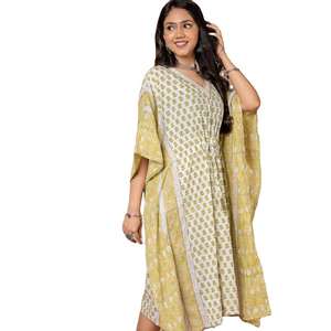 Nouvelle arrivée, kaftan imprimé pour femmes, décontracté, trois quarts, été, court, longueur genou, manches tissées pour la plage - Product Image 1