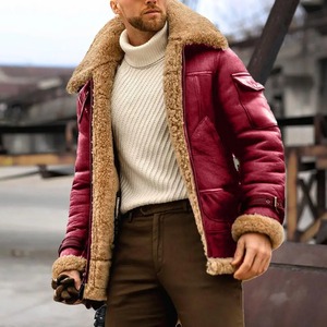 Fur Faux Leather Men Jacket Thickened Plush Lining Winter Men Jackets Vintage Lapel Furry Coldproof Keep Warm Winter Coat - Product Image 3