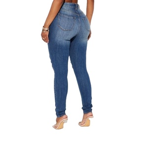 Bán chạy nhất của phụ nữ tùy chỉnh gầy sọc thiết kế co giãn tách jeans phong cách giản dị giá bán buôn BD thị trường trực tuyến - Product Image 4