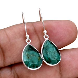 Best Quality 925 <b>Sterling</b> <b>Silver</b> Gold Plated Trendy Drop Earrings Women Emerald Gemstone Dangle Wedding Jewelry Third Party - Product Image 1