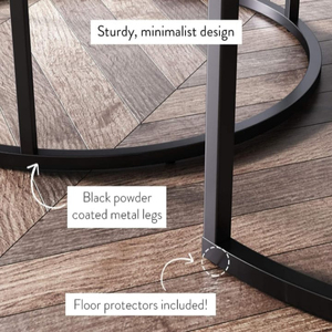 Black Gold Metal Modern White Marble Wood Top Nordic <strong>Nest</strong> <strong>Table</strong> Living Room Set of 2 Coffee <strong>Tables</strong> Made of Steel - Product Image 2