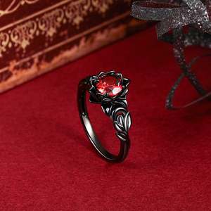 Jeulia Rose Gold Plated Sterling <b>Silver</b> Gothic Floral Round Cut <b>Ring</b> - Product Image 4