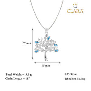 สร้อยคอจี้รูปต้นไม้ CLARA Isla เงินแท้ 925 ชุบโรเดียมและทอง ประดับเพชรและทองเหลือง ดีไซน์ทันสมัย เหมาะเป็นของขวัญ - Product Image 4