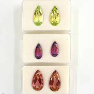 Corindon synthétique bicolore jaune/orange Padparadscha, saphir créé en laboratoire, boules de corindon synthétique simulé par fusion à la flamme - Product Image 5