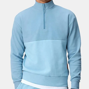 OEM Hombres Cuarto Zip Pullover Sudadera Nueva llegada 1/4 Zip Fleece Hoodie Mock-Neck Personalizable Logo Liso teñido para el otoño - Product Image 1