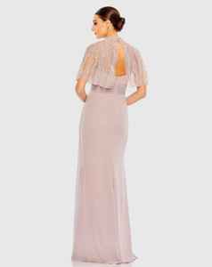 Elegante Vestido de Fiesta Largo con Lentejuelas y Cuentas, Sin Mangas, Corte Trompeta/Sirena, Diseño Floral - Product Image 6