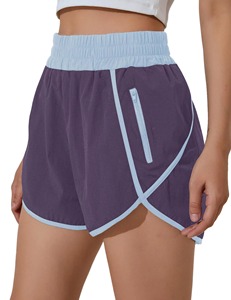 Women's High Quality Breathable Summer <b>Shorts</b> Custom Solid Color Zipper Pocket for Sports Gym Fitness Workout Worsted Fabric - Product Image 2