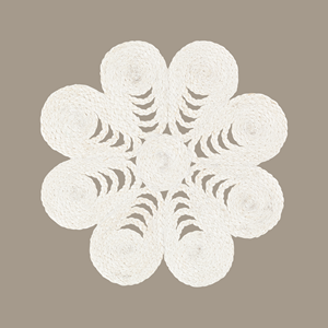 Napperon en jute en forme de fleur blanche de style minimaliste, napperon tissé, ensemble d'assiettes de chargeur multi-usages pour la salle à manger de fête de mariage - Product Image 1