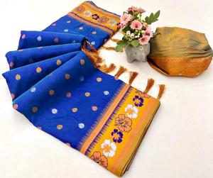 Saris de seda suave de la mejor calidad con contraste de girasol Pallu Compras en línea para ropa india y pakistaní - Product Image 6
