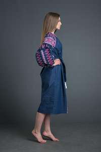 Robe longue en coton brodé ukrainien pour femmes, décoration décontractée avec pompon, tour de taille naturel, lavable, tissé, service OEM - Product Image 4