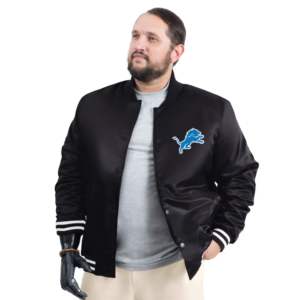 Veste universitaire personnalisée pour homme, style Letterman, Starter, bleu, Detroit Lions, Pass Rush, entièrement boutonnée, veste de baseball universitaire - Product Image 4