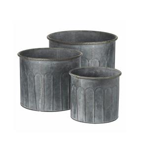 Superbe en Pots de Jardinière Finis Galvanisés Antiques Ensemble de 3 Pots de Fleurs et Jardinières avec Fer Métallique et Design Classique - Product Image 3