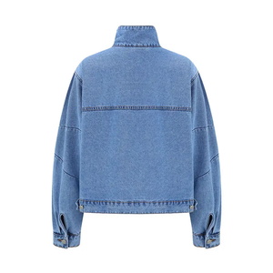 Logo personnalisé Veste en jean biologique bleu délavé pour femmes - Product Image 3