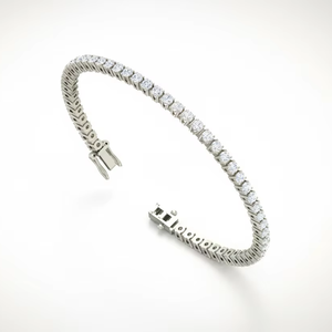 Bracelet tennis en or 14 carats et diamants naturels ronds taille brillant, 60 pièces, plaqué rhodium, pour femme - Product Image 1