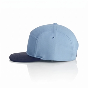 Structured 7 Panel Flat Brim Snapback <b>Cap</b> Light <b>Blue</b> <b>Navy</b> Contrast Hat Wholesale Custom Logo High Quality OEM ODM Low MOQ - Product Image 2