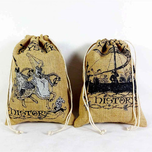 Bolsas de compras con cordón de tela de algodón ecológico de la mejor calidad patrón personalizado con mango de cuerda de moda suministro al por mayor - Product Image 5