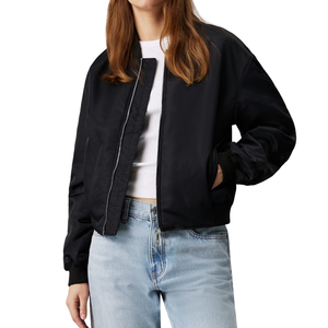 Padded Finished Woven <b>Lightweight</b> Windproof Warm Zip-Up Winter Outerwear Casual Stylish <b>Womens</b> Bomber <b>Jacket</b> - Product Image 1