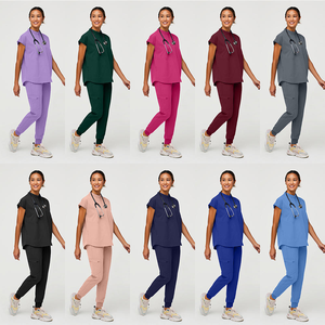 Juegos de uniformes de tacto suave con cuello levantado clásico de manga corta y estructura de tela antiolor - Product Image 5