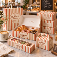 Ensemble d'emballages de boulangerie personnalisés AT PACK avec boîte imprimée avec logo, sac en papier, boîte à macarons et emballage pour desserts pour les cafés