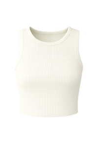 Débardeur court en maille côtelée élastique uni pour femme, sans manches, en coton, coupe ajustée, design minimaliste, décontracté et tendance - Product Image 5