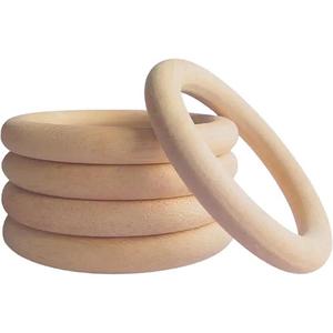 Anneaux de rideau en bois massif Crochets-Cerceaux de draperie en bois naturel pour tige Attache de boucle en direct réglable Anneau en bois - Product Image 6