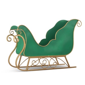 Farmhouse Classy <b>Santa</b> <b>Sleigh</b> Fresh Arrival Export Quality Metal Green and Gold Color Christmas <b>Sleigh</b> Ornament for Decoration - Product Image 1