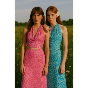 Top décontracté Slim licou débardeurs Lirio Azul Satin tricoté tissu sans bretelles Style doux respirant XS taille imprimé Spandex - Product Image 1