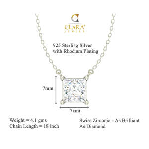 Excellente qualité # # # # Carré # # # # Ensemble collier et boucles d'oreilles pendantes en argent sterling 925 plaqué rhodium avec chaîne, cadeau pour femmes et filles - Product Image 3