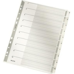 Leitz <b>A4</b> 160gsm Cardboard Grey Register 1-10 <b>File</b> <b>Folder</b> Accessories - Product Image 1