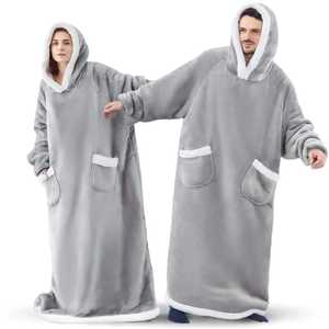 Muestra Disponible Sudadera con Capucha Extra Grande de Invierno con Mangas, Sudadera de Felpa, Sudadera con Capucha a Cuadros para Mujer, Sudadera con Capucha Extra Grande con Bolsillo - Product Image 1