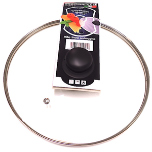 Transparent and Chrome 420 Glass <b>Pot</b> <b>Lid</b> 18cm for Cooking Lfgb Certified Cover Complementing 24cm Cookware - Product Image 2