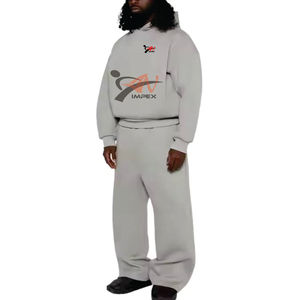 ชุดวอร์มผ้าฟลีซเนื้อหนาแบบสบายๆ ผลิตจากผ้าฝ้าย 100% สำหรับผู้ชาย เสื้อฮู้ดดี้และกางเกงขายาวจ็อกเกอร์ ผลิตโดยผู้ผลิตชุดวอร์ม - Product Image 2