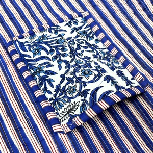 Sac fourre-tout en toile pour femme, léger, vintage, bohème, imprimé feuilles bleues inspiré de la nature, avec fermeture éclair et poches intérieures - Product Image 3