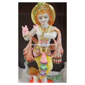 Statue de Krishna en marbre blanc, statue de dieu hindou - Product Image 6