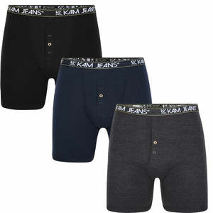 Calzoncillos Boxer Clásicos para Hombre, Talla Grande, Paquete de 3, 100% Algodón de Punto, Tallas XL/4XL, Logotipo Kam en la Cintura - Product Image 2