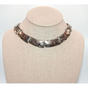 สร้อยโชคเกอร์สีเงินสเตอร์ลิง925สไตล์วินเทจประดับด้วยทองแดงของชนเผ่าทอง14K สายโซ่เชื่อมชุบทองสำหรับงานแต่งงานและของขวัญ - Product Image 2