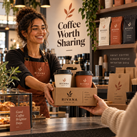 Kit d'emballage personnalisé pour café AT PACK avec boîte à emporter, gobelets, sacs et fournitures de marquage, emballage de café en gros