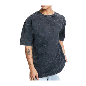 Camiseta personalizada 100% algodón lavado ácido Vintage Mineral cuello redondo diseño de cuello redondo impresión Digital personalizada camisetas de gran tamaño para hombres - Product Image 1