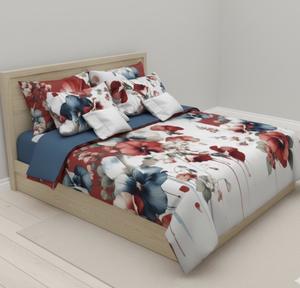 Luxury King Size 100% Cotton Bedding Set with Folded 2 <b>Pillow</b> Covers Soft Touch Bold Red & <b>Blue</b> Solid - Product Image 4