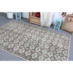 พรมตุรกีวินเทจ ขนาด 4.9x7.4 ฟุต (150x226 ซม.) พรมขนสัตว์สีเทา - Product Image 4