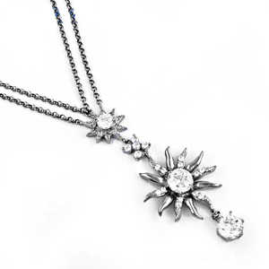 Collier soleil argenté avec pendentif en zircone cubique, colliers en cristal pour femmes - Product Image 3