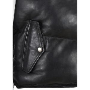 ATLANTIC-Gilet bouffant en cuir matelassé en peau de mouton noire pour hommes, coupe-vent décontracté, fermeture éclair, fourniture ODM - Product Image 6