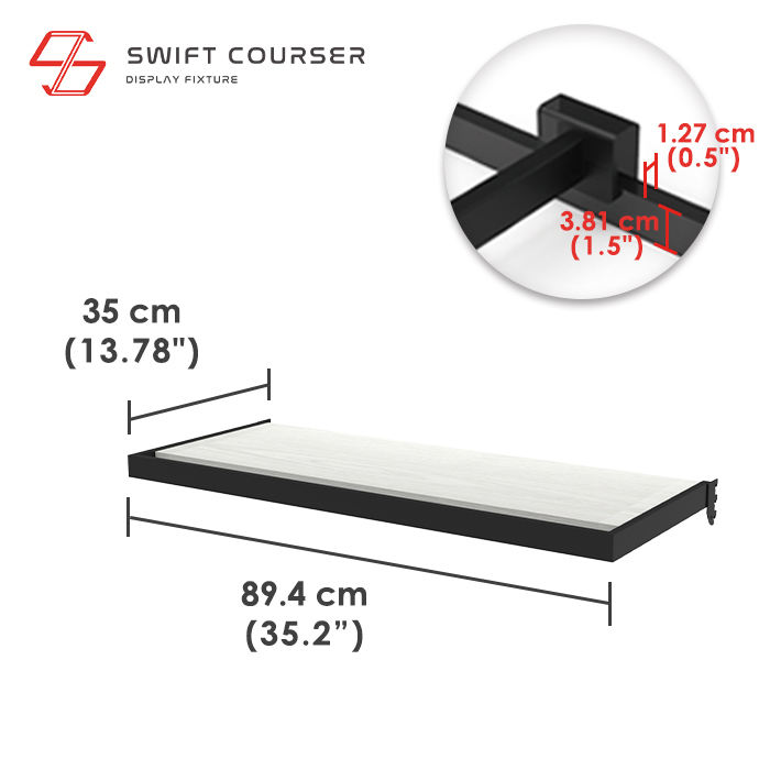 Frame (Black) + Wood Shelf (White)