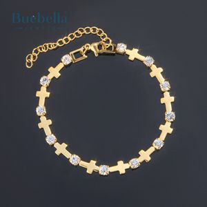 6mm 18K Gold and <b>925</b> Sterling <b>Silver</b> Plated Round Brilliant Cut Moissanite Cross Chain & Link Hiphop <b>Bracelet</b> for <b>Men</b> - Product Image 3