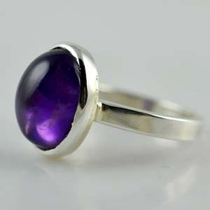 Bague Statement Bohème Faite à la Main en Argent Sterling 925 avec Améthyste Ovale Platinée, Tailles 4 à 13, pour Noël, Anniversaire, Femme - Product Image 5